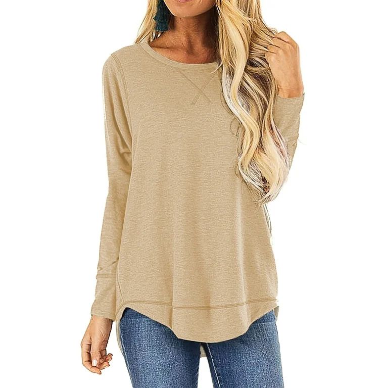 Fantaslook Womens Fall Tops Long Sleeve Shirts Casual Tunic Top Basic T Shirts Tees | Walmart (US)