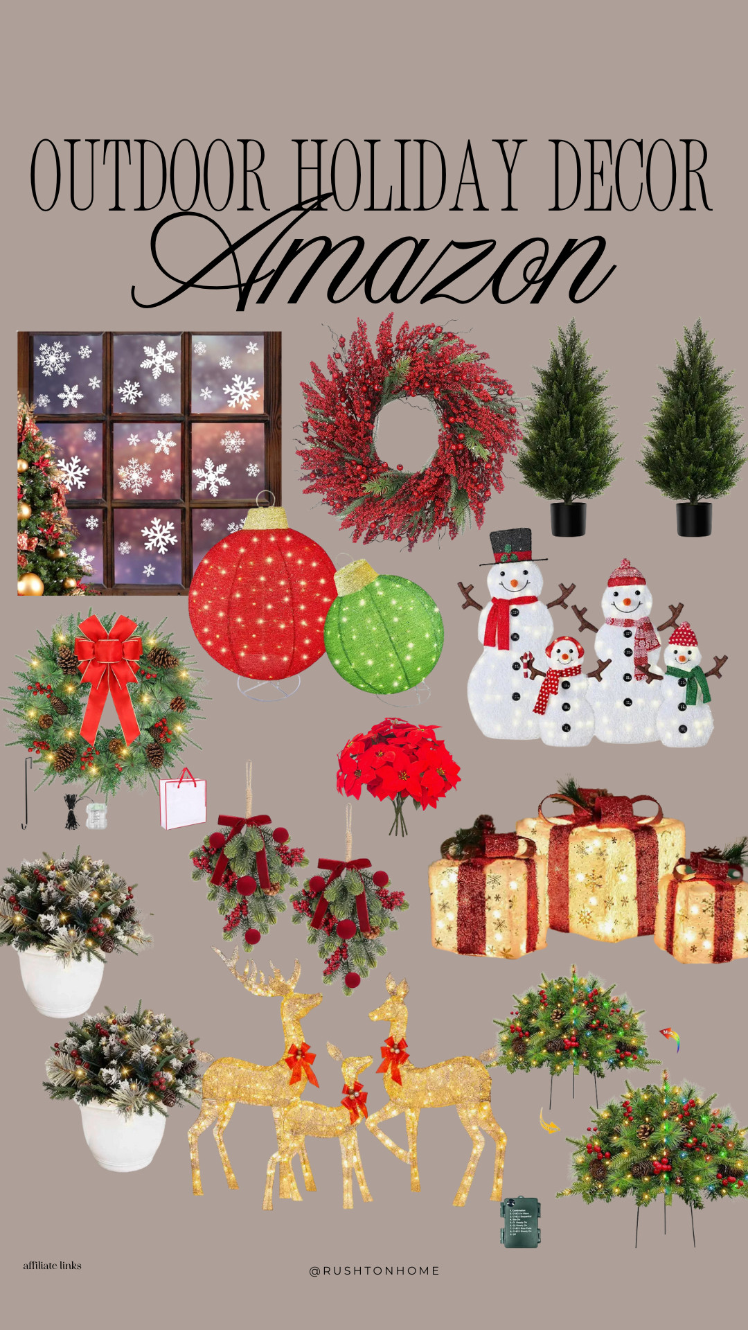 Amazon outdoor holiday decor, amazon christmas decor, front porch christmas decor, outdoor wreaths, prelit wreath, christmas porch trees, outdoor christmas lights, holiday yard decor, light up snowmen, christmas lantern lights, holiday garland, outdoor planters christmas, prelit gift boxes, reindeer yard decor, festive outdoor decorations, holiday door decor, outdoor poinsettias, christmas window lights, amazon christmas finds 

 #LTKHoliday #LTKSeasonal