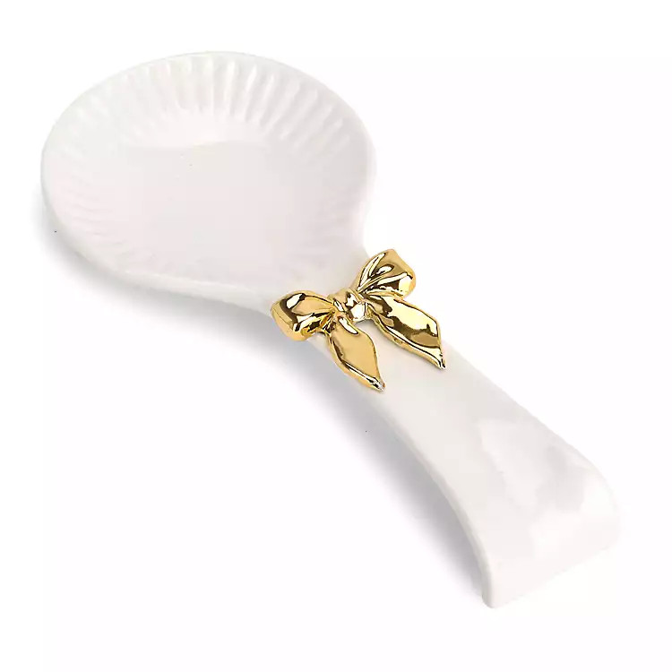 Gold Bow Ceramic Spoon Rest | Kirklands Home | Kirklands