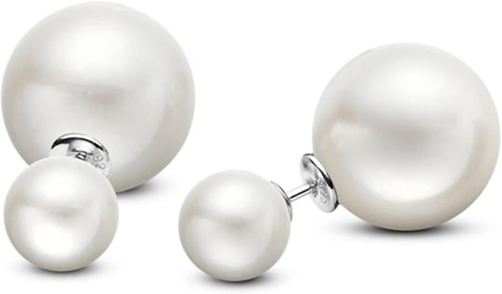 Elegant Double Sided Pearl Earrings Big Colorful Pearl Stud with 8mm and 14mm/16mm Pearl | Amazon (US)