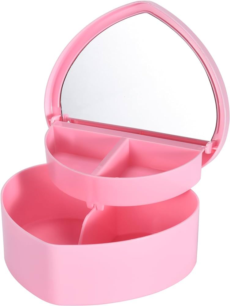 Bins & Things Pink Heart Shape Jewelry Trinket Dish - Small Jewelry Box Organizer - 2 Layer Jewel... | Amazon (US)