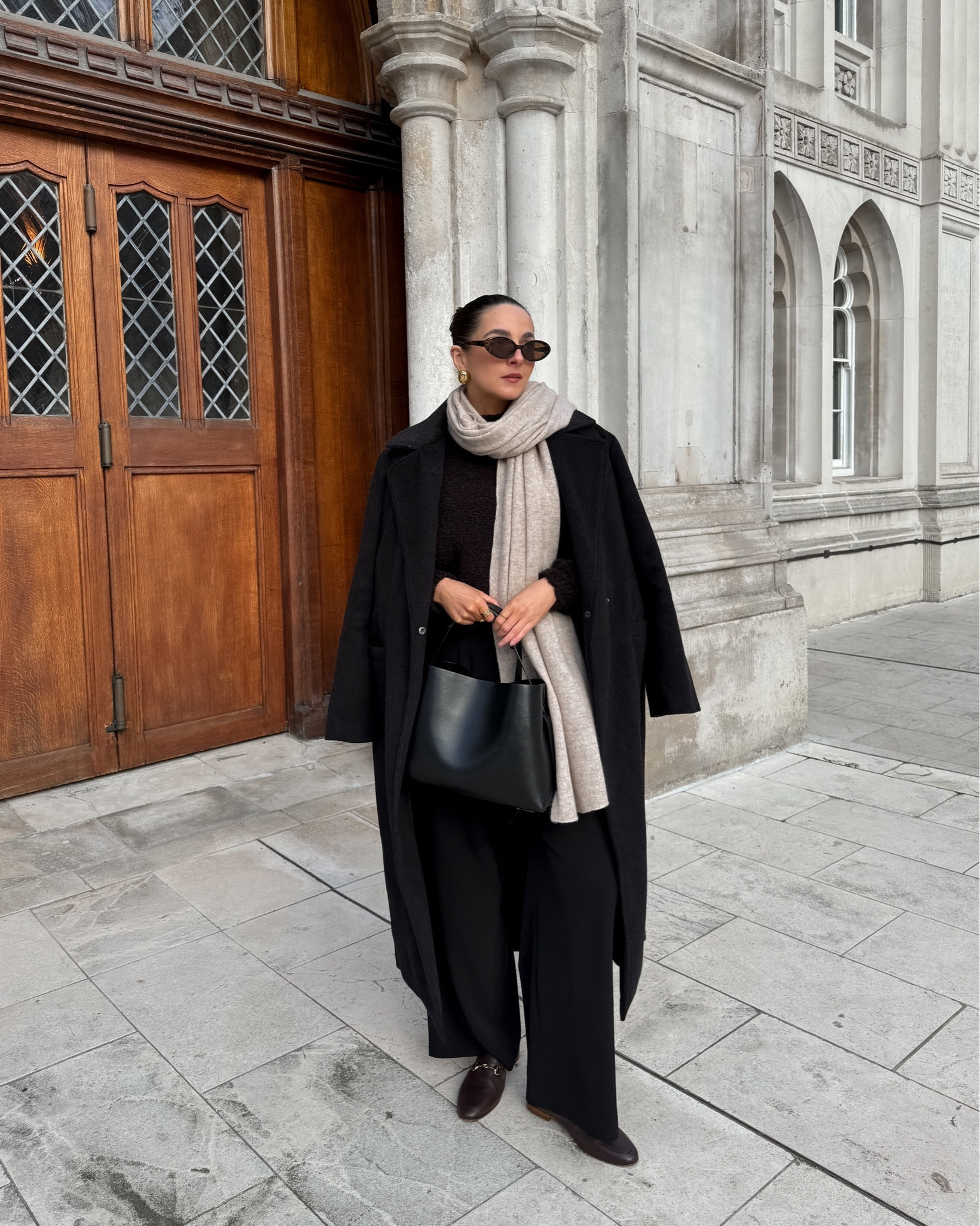 Cosy winter outfit, black coat, charcoal coat, teddy jumper, brown jumper, chocolate tones, chocolate jumper, loafers, cashmere scarf, Bobbies, chic outfit, chic style, Pretty Lavish 

#LTKshoecrush #LTKstyletip #LTKeurope