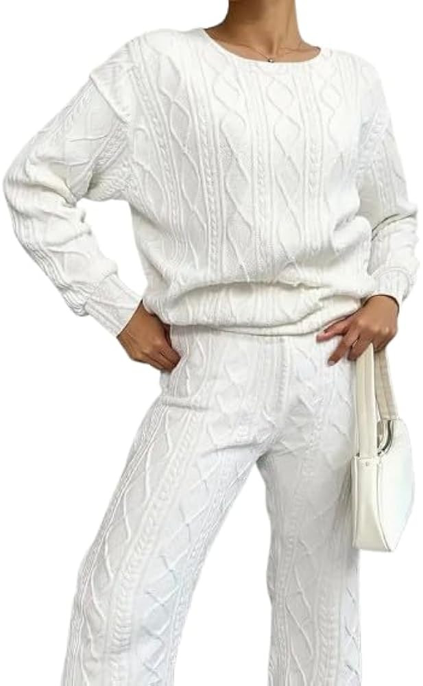 Comfy Lounge Sets For Women Sweater Set Clothing Fall Winter Cozy Pullover Top & Sweatpants Casua... | Amazon (US)