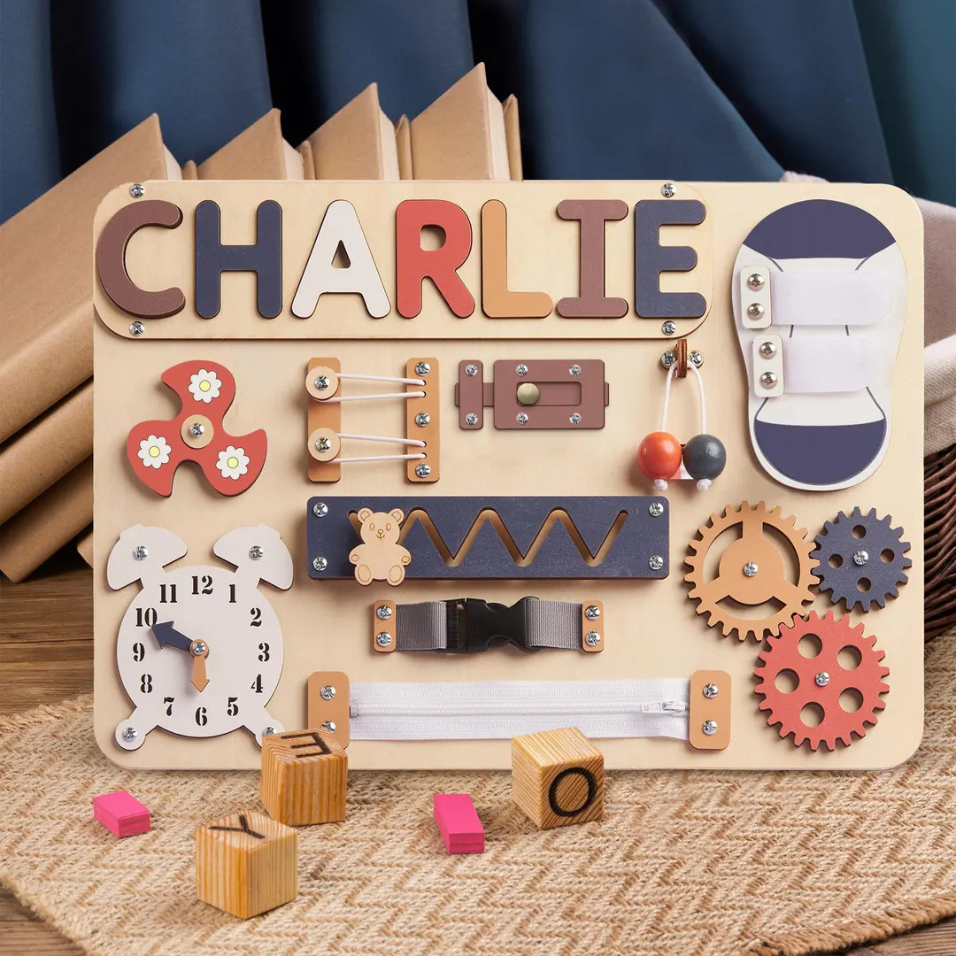 Montessori Toys, Personalized Baby Busy Board, Custom Name Puzzle, Gift for Boy or Girl, First Bi... | Etsy (US)