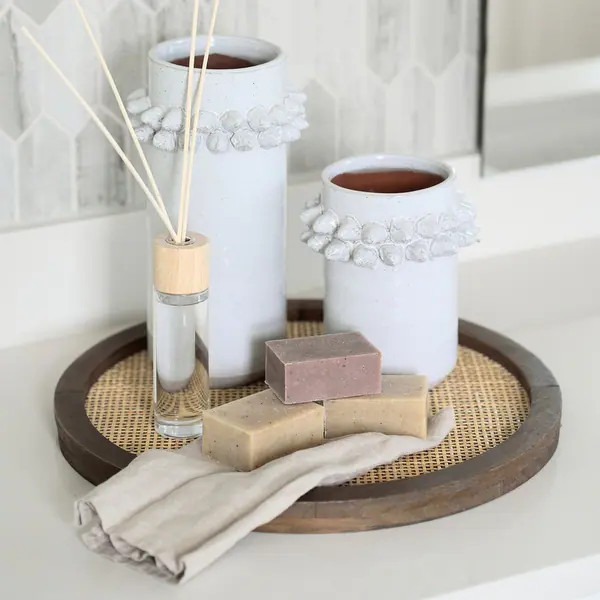 Silas Medium Brown Wood With Cane Rectangular Tray - Bed Bath & Beyond - 38317219 | Bed Bath & Beyond