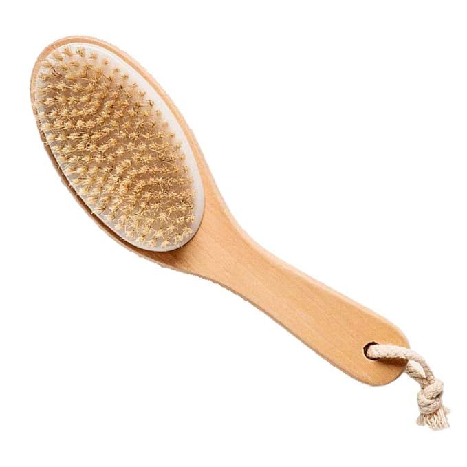 100% Natural Boar Bristle Body Brush with Contoured Wooden Handle by TOUCH ME | Amazon (US)