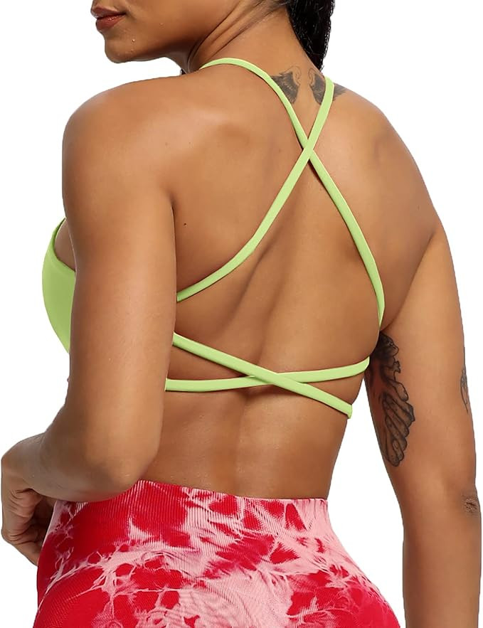 Aoxjox Women's Workout Sports Bras Fitness Backless Padded Ivy Low Impact Bra Yoga Crop Tank Top | Amazon (US)