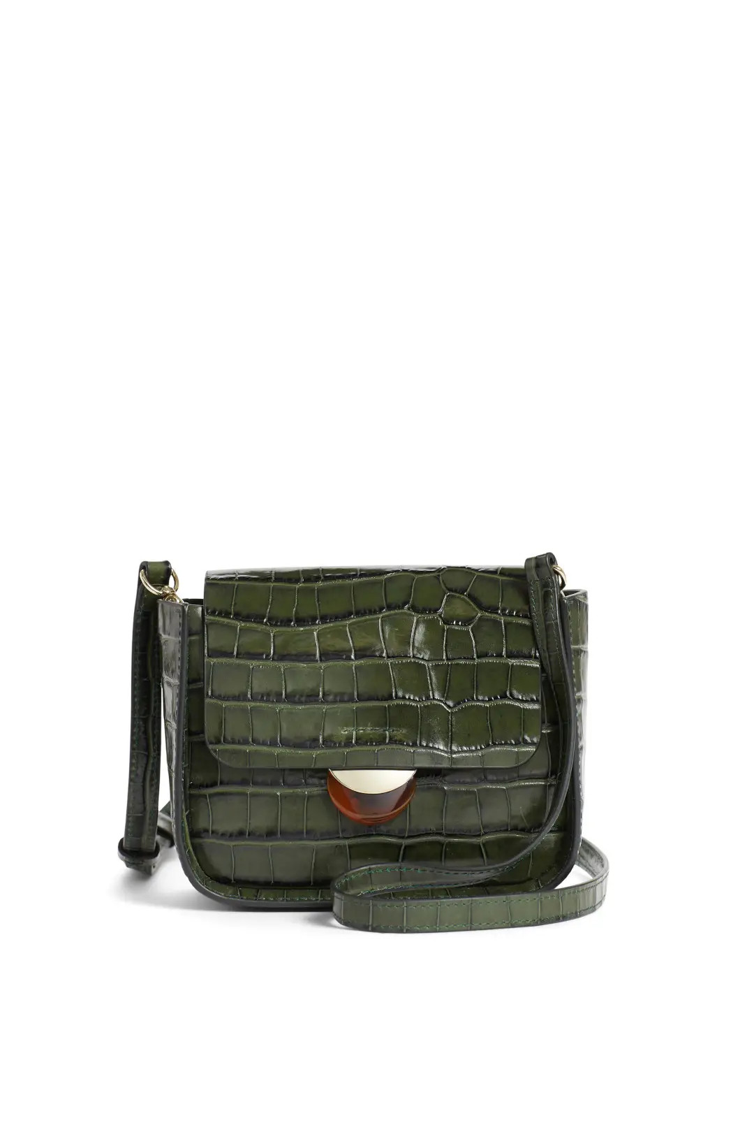 Loeffler Randall Lennox Croc Embossed Leather Crossbody | Rent the Runway