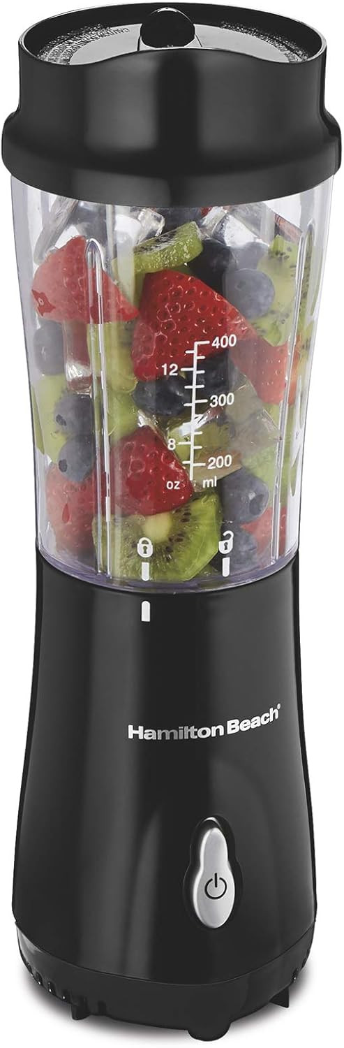 Hamilton Beach Personal Blender for Shakes and Smoothies with 14 Oz Travel Cup and Lid, Black (51... | Amazon (US)