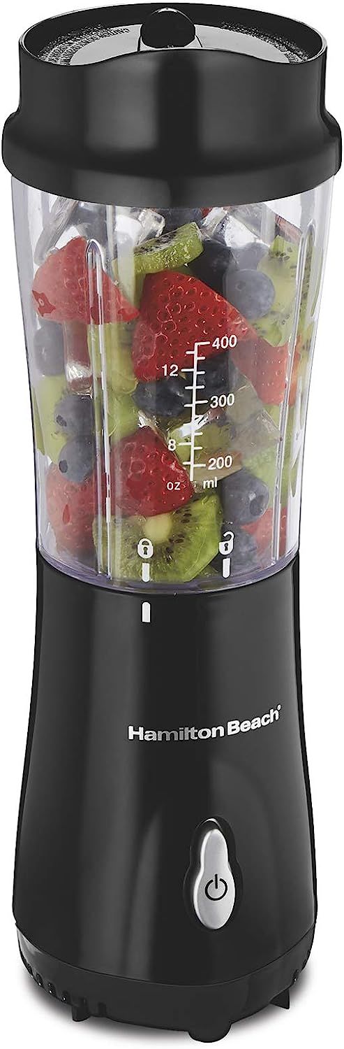 Hamilton Beach Personal Blender for Shakes and Smoothies with 14 Oz Travel Cup and Lid, Black (51... | Amazon (US)