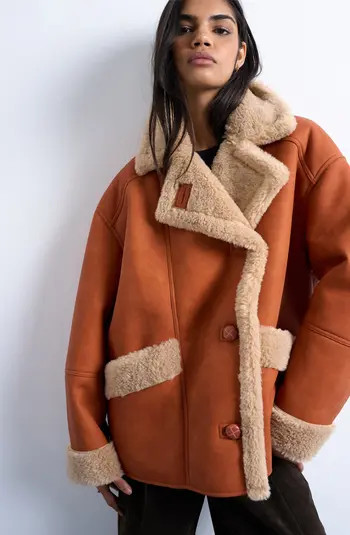 Faux Shearling Oversize Car Coat | Nordstrom