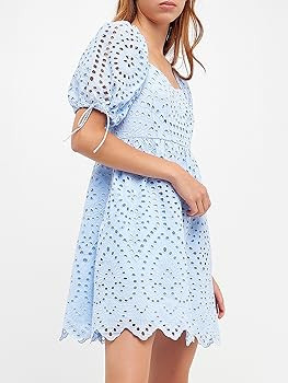 English Factory Eyelet Scallop Edge Mini Dress | Amazon (US)