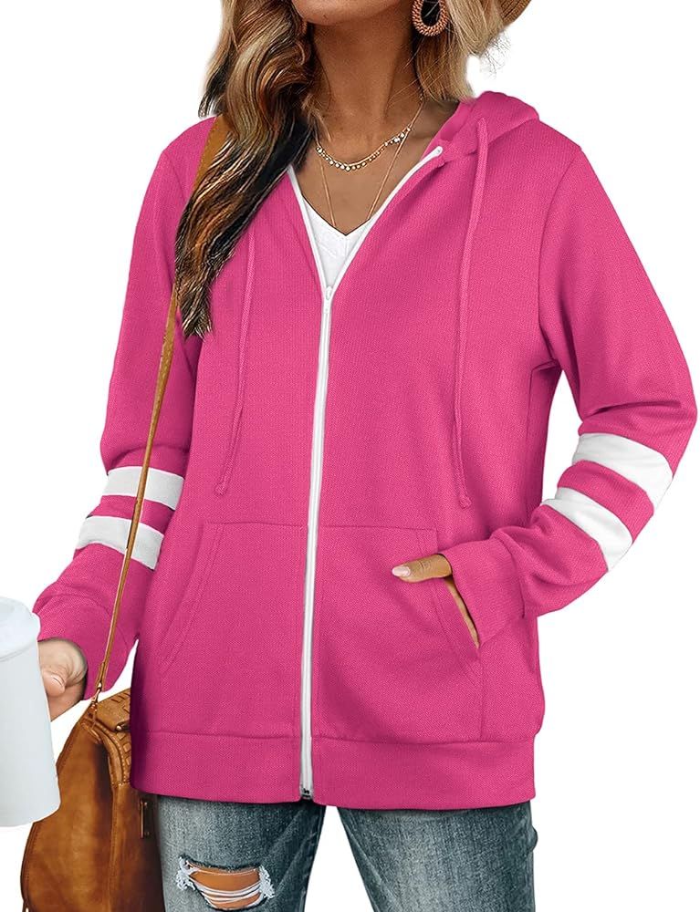 Bofell Womens Active Long Sleeve Zip Up Hoodies with Pocket Hooded Sweatshirts Jackets | Amazon (US)