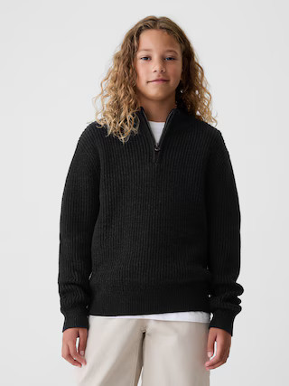 Kids Shaker-Stitch Quarter-Zip Sweater | Gap (CA)