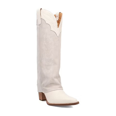 Dingo Womens Wild Fire Block Heel Cowboy Boots, 10 Medium, White | JCPenney