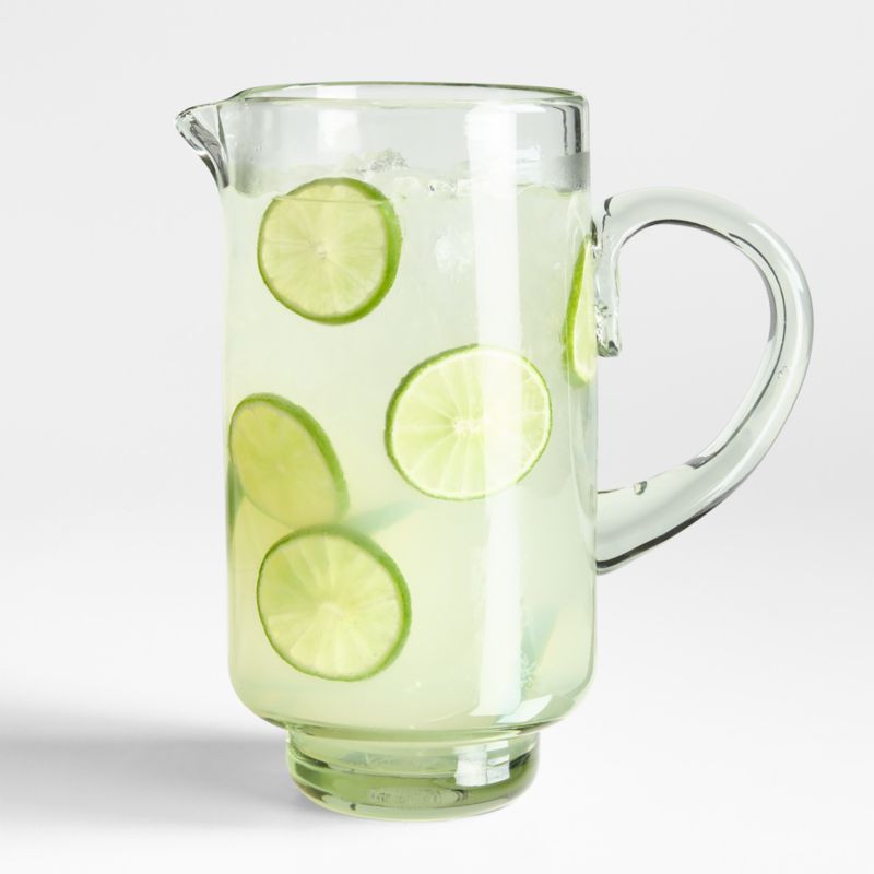 Cortez 31-oz. Recycled Glass Pitcher | Crate & Barrel | Crate & Barrel