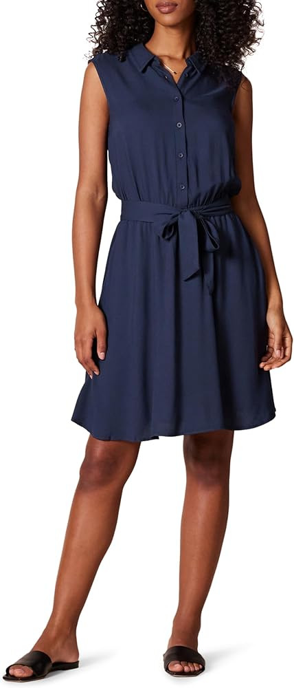 Amazon Essentials Women's Sleeveless Relaxed-Fit Woven Shirt Dress | Amazon (US)