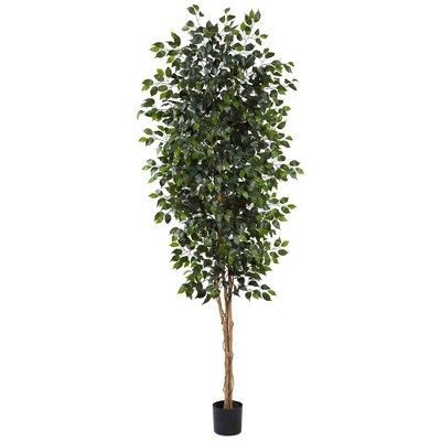 96&#34; Artificial Ficus Tree in Pot Black - Nearly Natural | Target