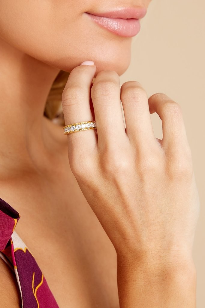 Diamond Band Gold Ring | Red Dress 