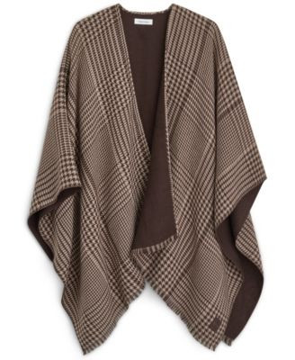Reversible Houndstooth Double Face Shawl Ruana | Macy's