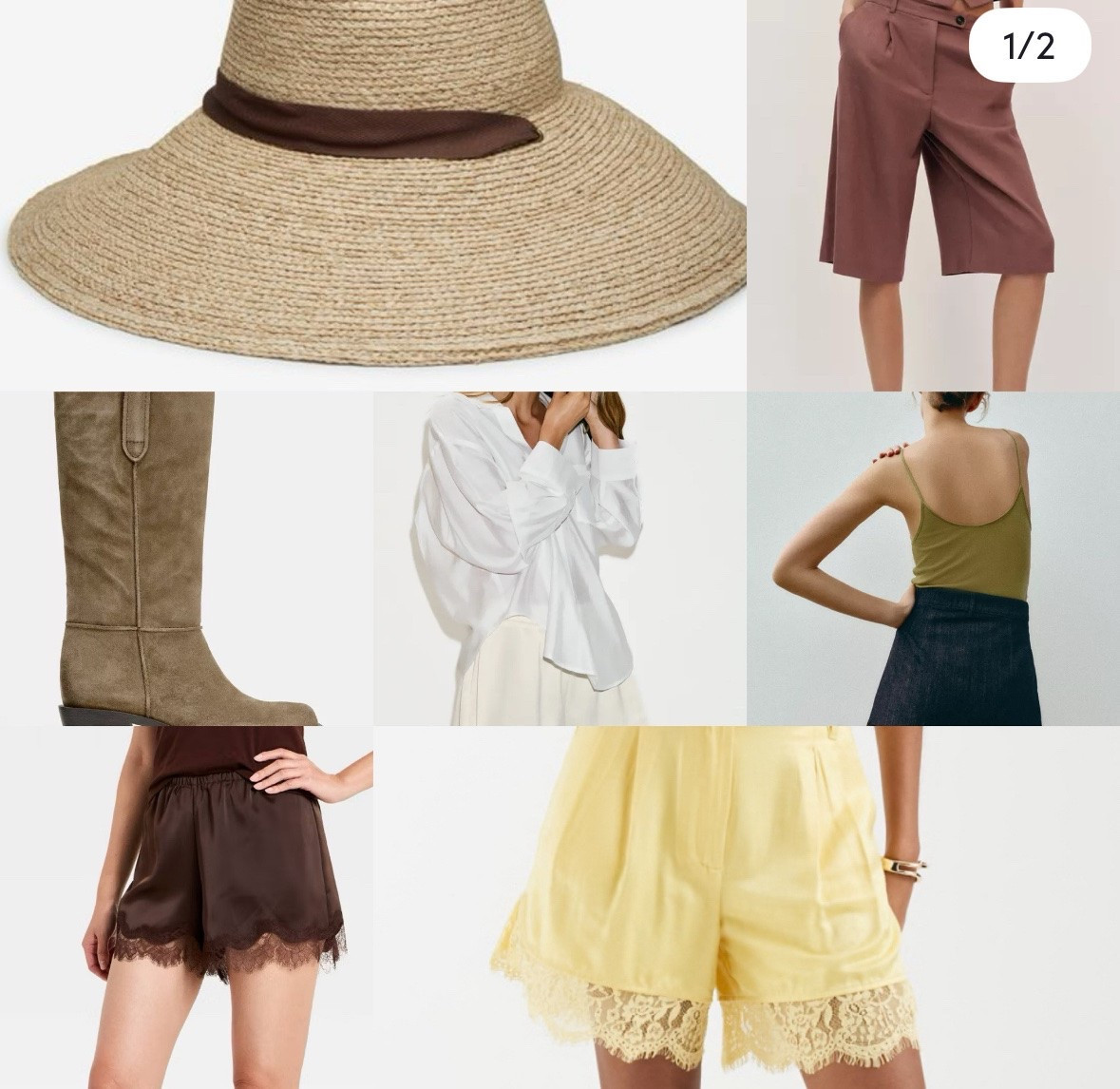 Satin lace shorts and a great summer hat! 
Zara 
Hat 
Summer must haves