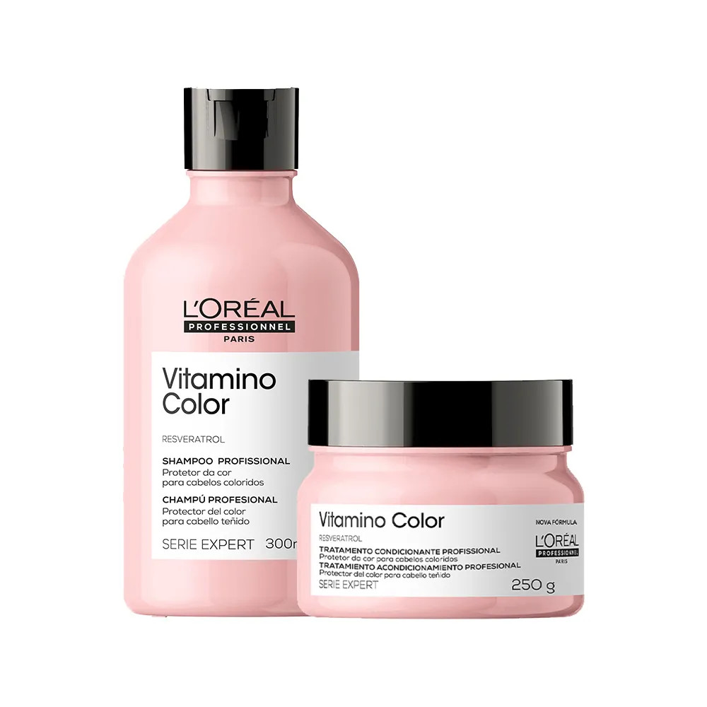 Kit L'Oréal Professionnel  Serie Expert Vitamino Color - Shampoo 300 ml + Máscara 250 g | Amobeleza (BR)