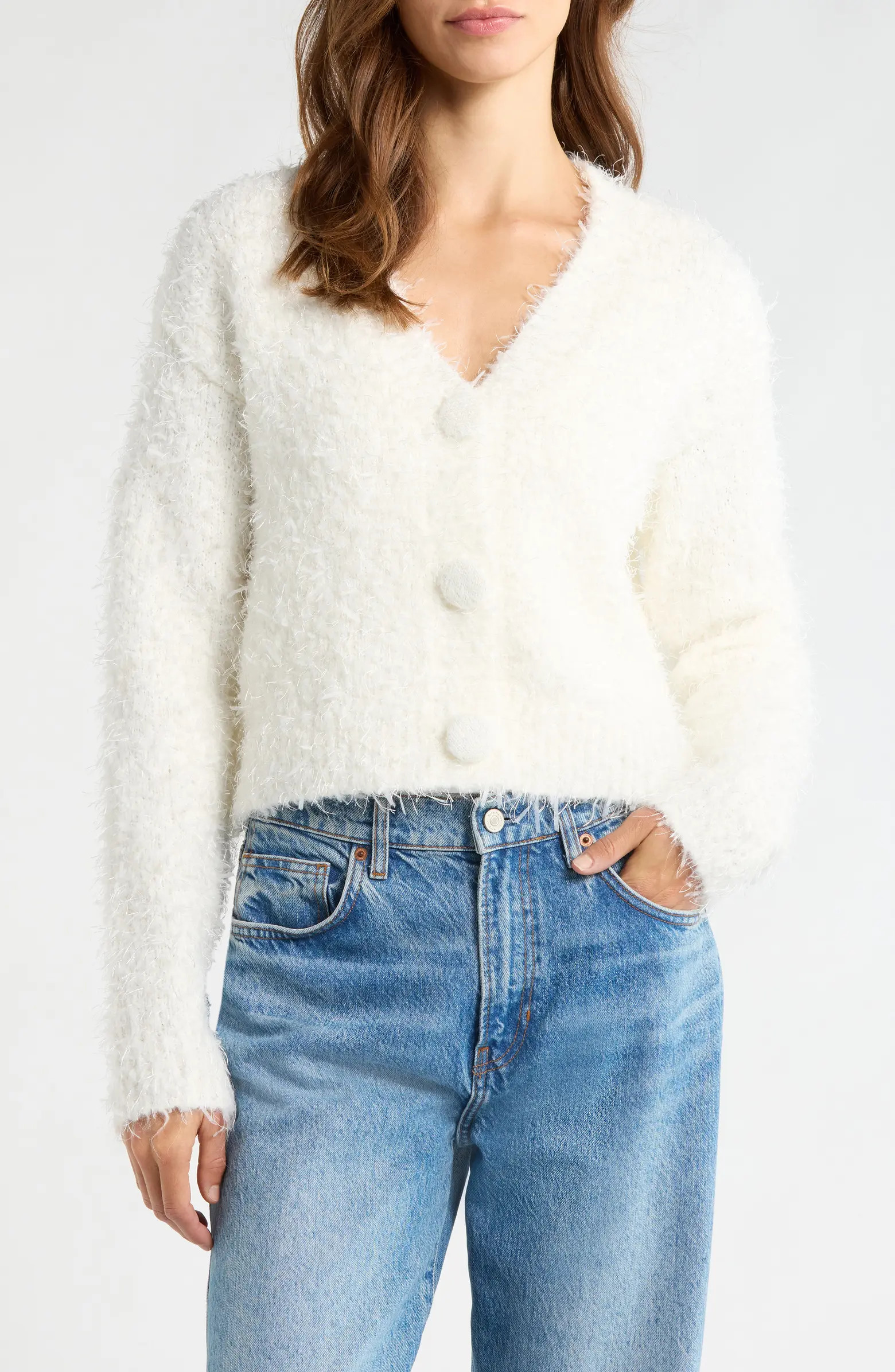 Fuzzy V-Neck Cardigan | Nordstrom