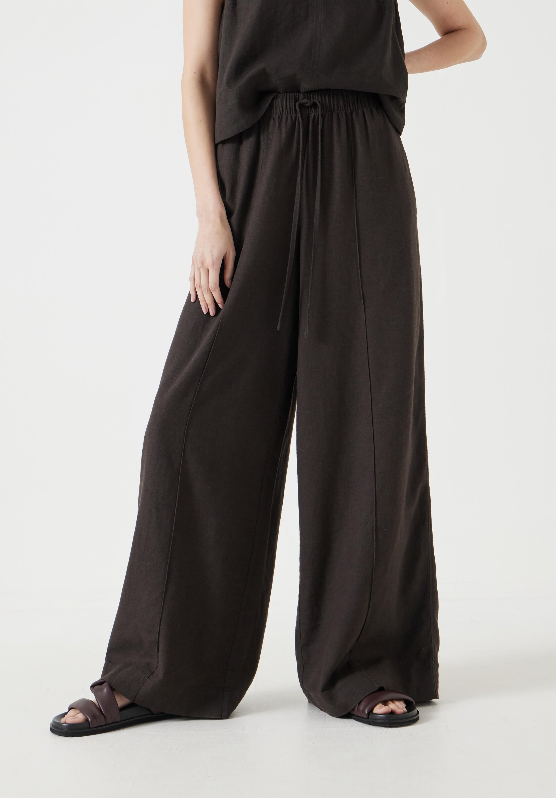 Linen Blend Petunia Wide Leg Trousers | Hush UK