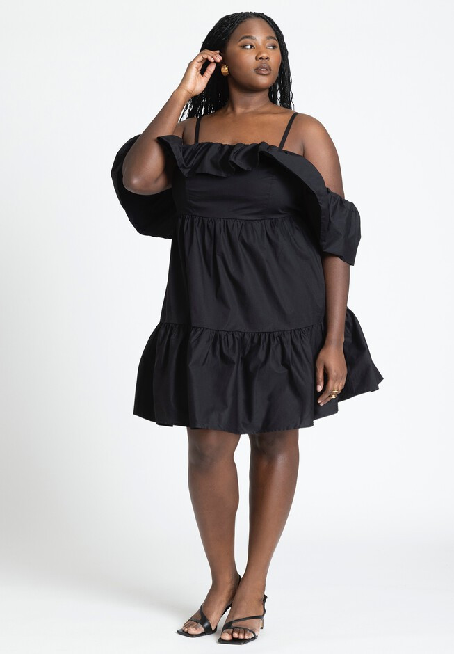 Off The Shoulder Ruffle Mini Dress | Eloquii