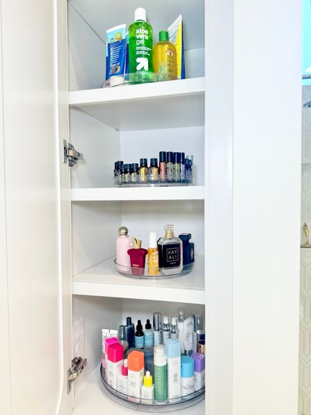 Turntable appreciation post! One of our most used products for a reason. We utilized them in this bathroom for hair care, skincare, perfume, and more!

#LTKstyletip #LTKbeauty #LTKhome