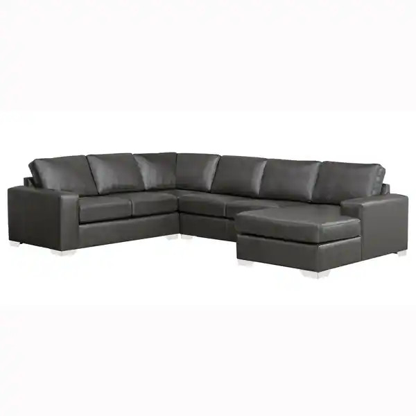 Mitchell Modern Premium Top Grain Italian Leather Sectional Sofa - Dark Grey | Bed Bath & Beyond