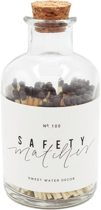 Sweet Water Decor 3" Safety Matches in Medium Apothecary Bottle | Rustic Jar of Approx. 100 Decor... | Amazon (US)
