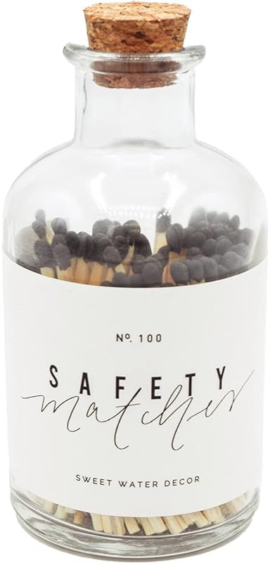 Sweet Water Decor 3" Safety Matches in Medium Apothecary Bottle | Rustic Jar of Approx. 100 Decor... | Amazon (US)
