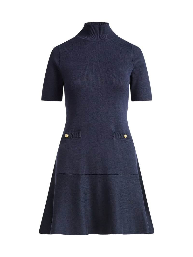 Free Assembly Women's Mock Neck Sweater Dress with Short Sleeves, Sizes XS-XXL | Walmart (US)