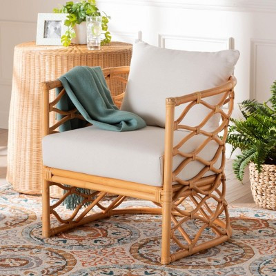 bali & pari Acelynn Bohemian Light Honey Rattan Arm Chair | Target
