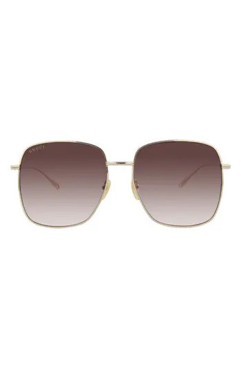 Gucci 59mm Oversize Square Sunglasses in Gold Gold Red at Nordstrom Rack | Nordstrom Rack