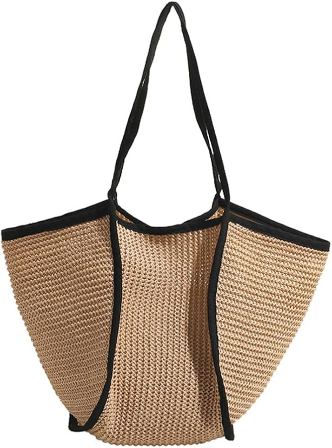 Womens Summer Straw Shoulder Bag Casual Hobo Purse Large Handbag Rattan Woven Beach Tote Bag Top ... | Amazon (US)