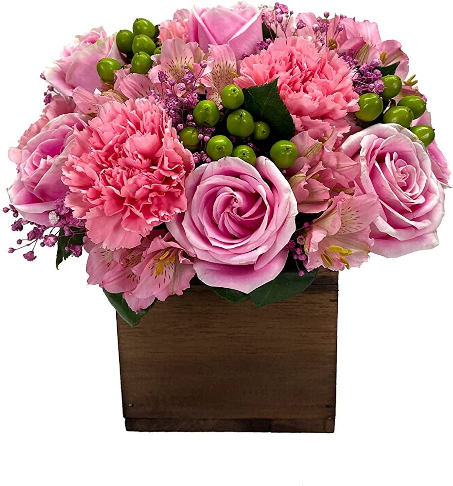 PICK YOUR OWN DELIVERY DATE | Tickled Pink Fresh Flower Foam Arrangement | Arabella Bouquets for ... | Amazon (US)