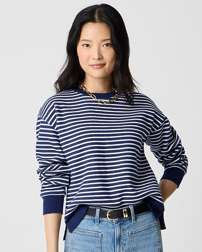 Striped crewneck pullover sweatshirt | J.Crew Factory