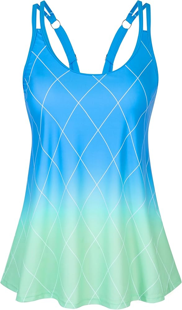 HUSKARY Tankini Tops for Women Flowy Swim Top Removable Padded Loose Fit Modest Bathing Suits No ... | Amazon (CA)