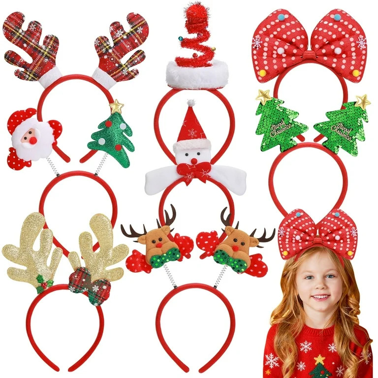 Ayieyill Christmas Headbands 8pcs Holiday Headbands Christmas Hair Accessories Christmas Decorati... | Walmart (US)