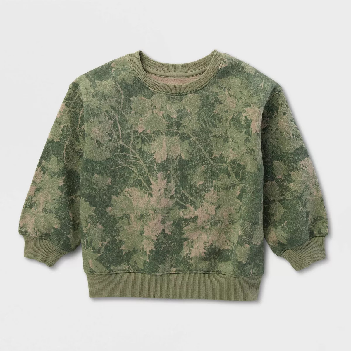 Toddler Boys' Fleece Crewneck Sweatshirt - Cat & Jack\u2122 Olive Green 3T | Target