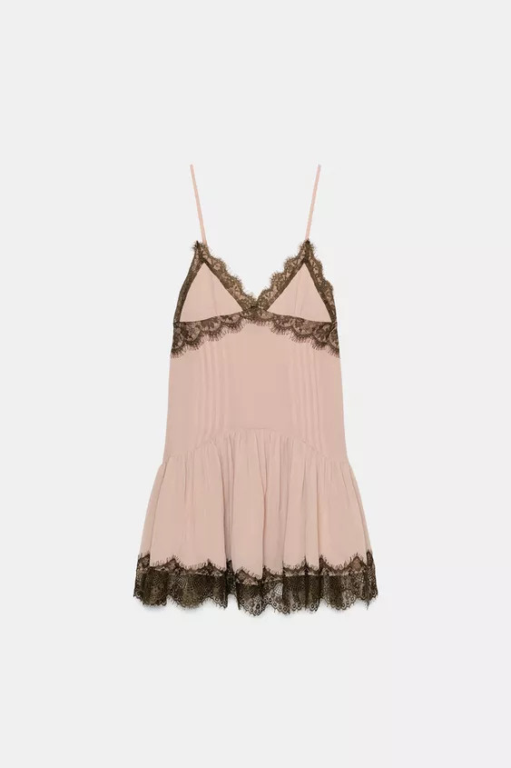 SHORT DRESS WITH CONTRAST LACE | Zara UK