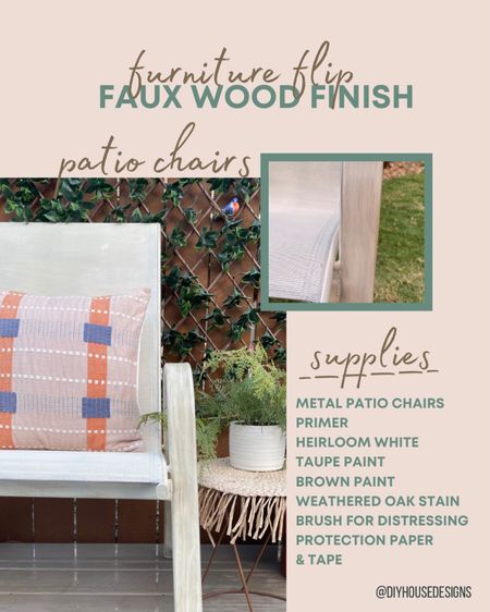 Had some fun testing out a faux wood finish on these patio chairs. Here’s the products I used. How-to video in my social links! 

#LTKhome