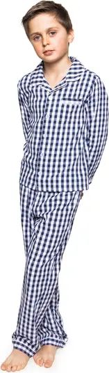 Petite Plume Kids' Gingham Check Flannel Two-Piece Pajamas | Nordstrom | Nordstrom