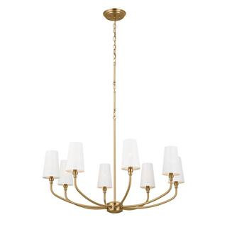 KICHLER Adeena 36.5 in. 8-Light Brushed Natural Brass Traditional Dining Room Chandelier with Met... | The Home Depot