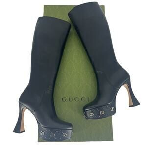 Gucci Black Janaya Platform GG Studded Tall Knee High Boot | Poshmark