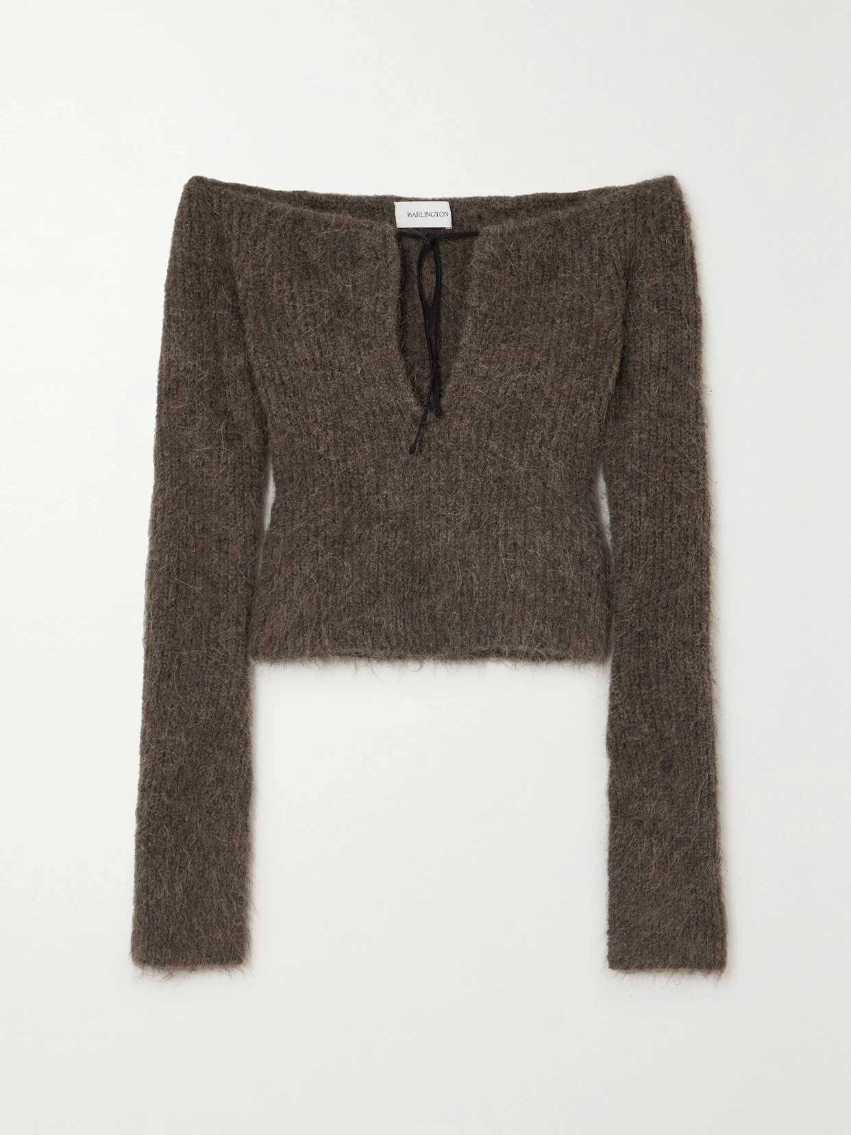 16ARLINGTON - Solare Tie-front Alpaca-blend Top - Brown | NET-A-PORTER (US)