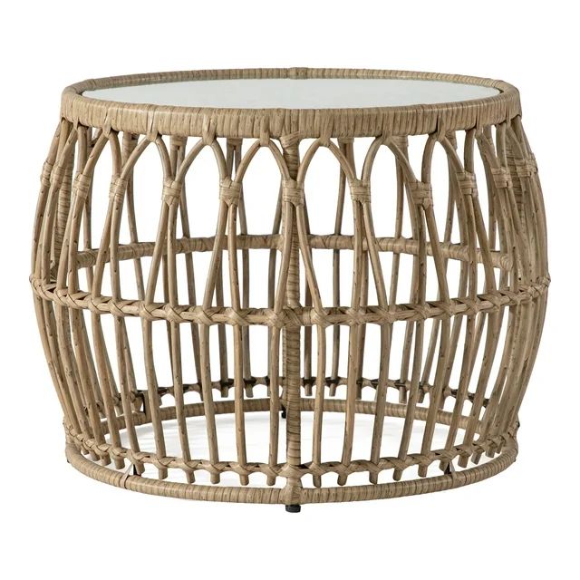 Lila Wicker All-Weather Coffee Table for Indoor Outdoor Use, Natural | Walmart (US)