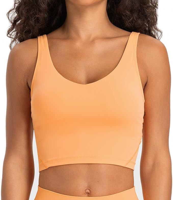 Lemedy Women Sports Bra Longline Crop Tank Top Padded Workout Running Yoga | Amazon (US)